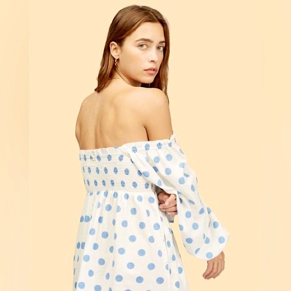 Billabong x Wrangler Off Shoulder Polka Dot Mini Dress - Picture 4 of 10